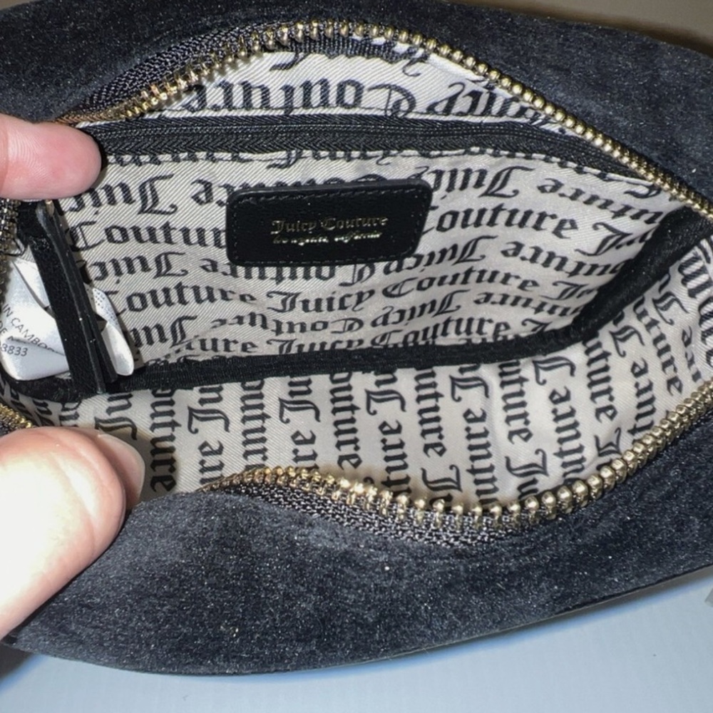 Juicy Couture Black Licorice VelvetCross Body Bag with Rhinestone Logo Nwt - Picture 8 of 8